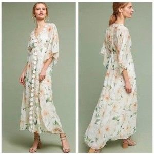Farm Rio Dahlia Swim Cover Dress Floral Sheer Bohemian Midi Maxi